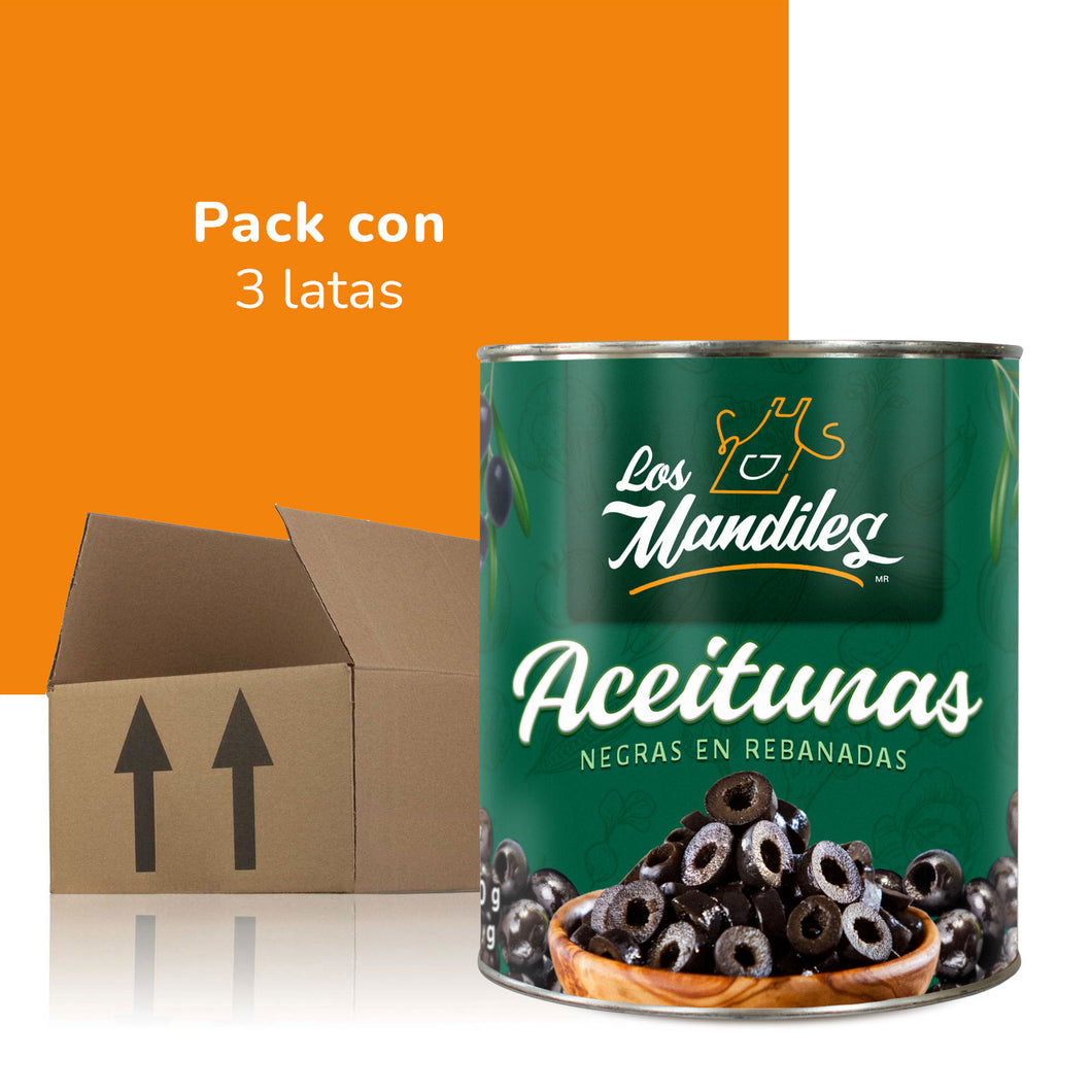 Aceitunas Negras Rodajas - Pack 3 Latas - 3 kg c/u